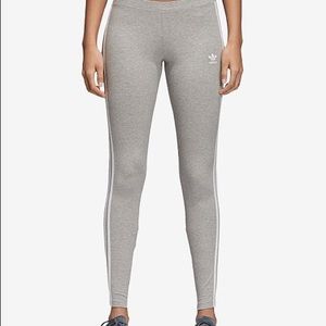 Grey adidas three stripe leggings